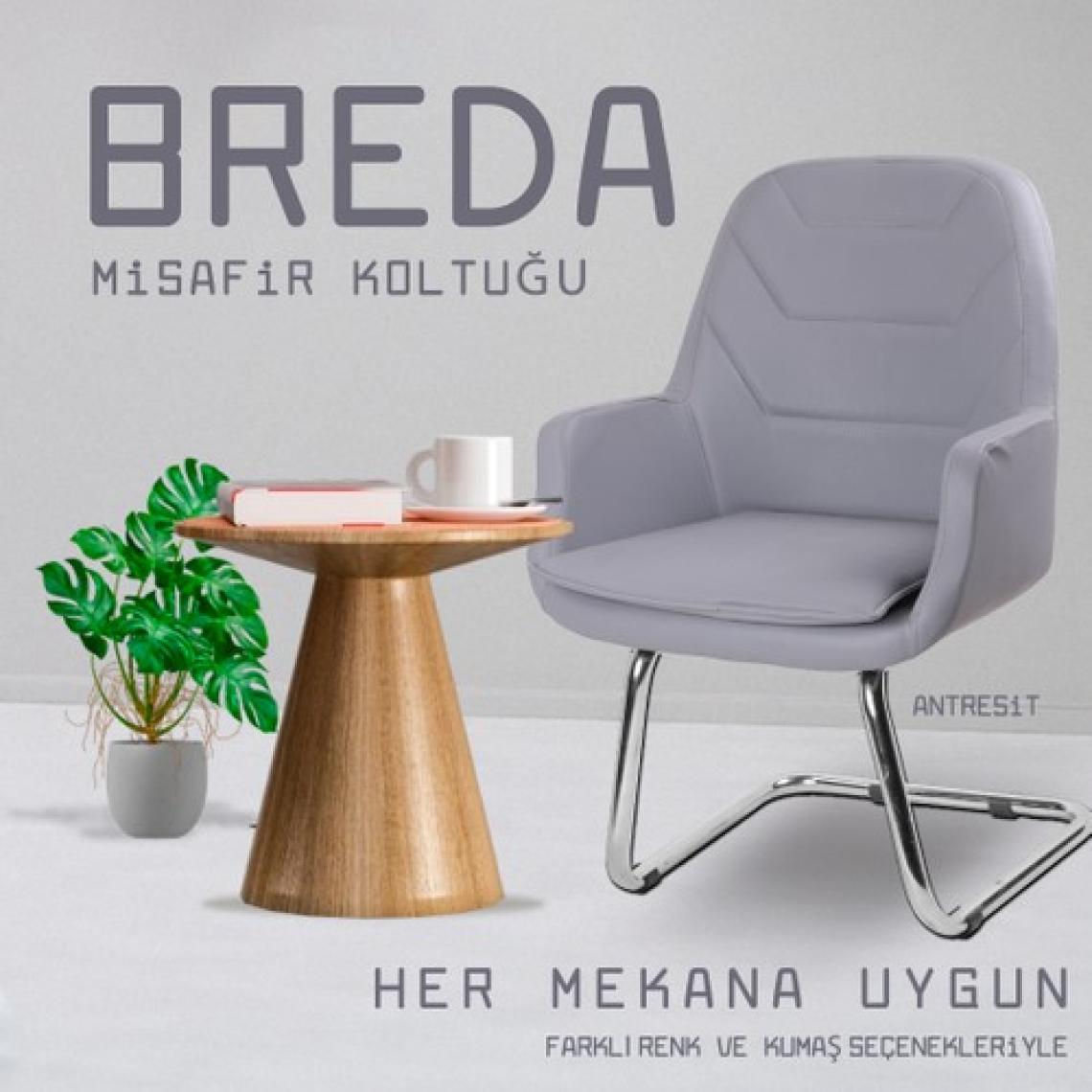 Herkese Mobilya Breda Krom Deri Misafir Koltuğu Bekleme Koltuğu Ofis Koltuğu Büro Koltuğu