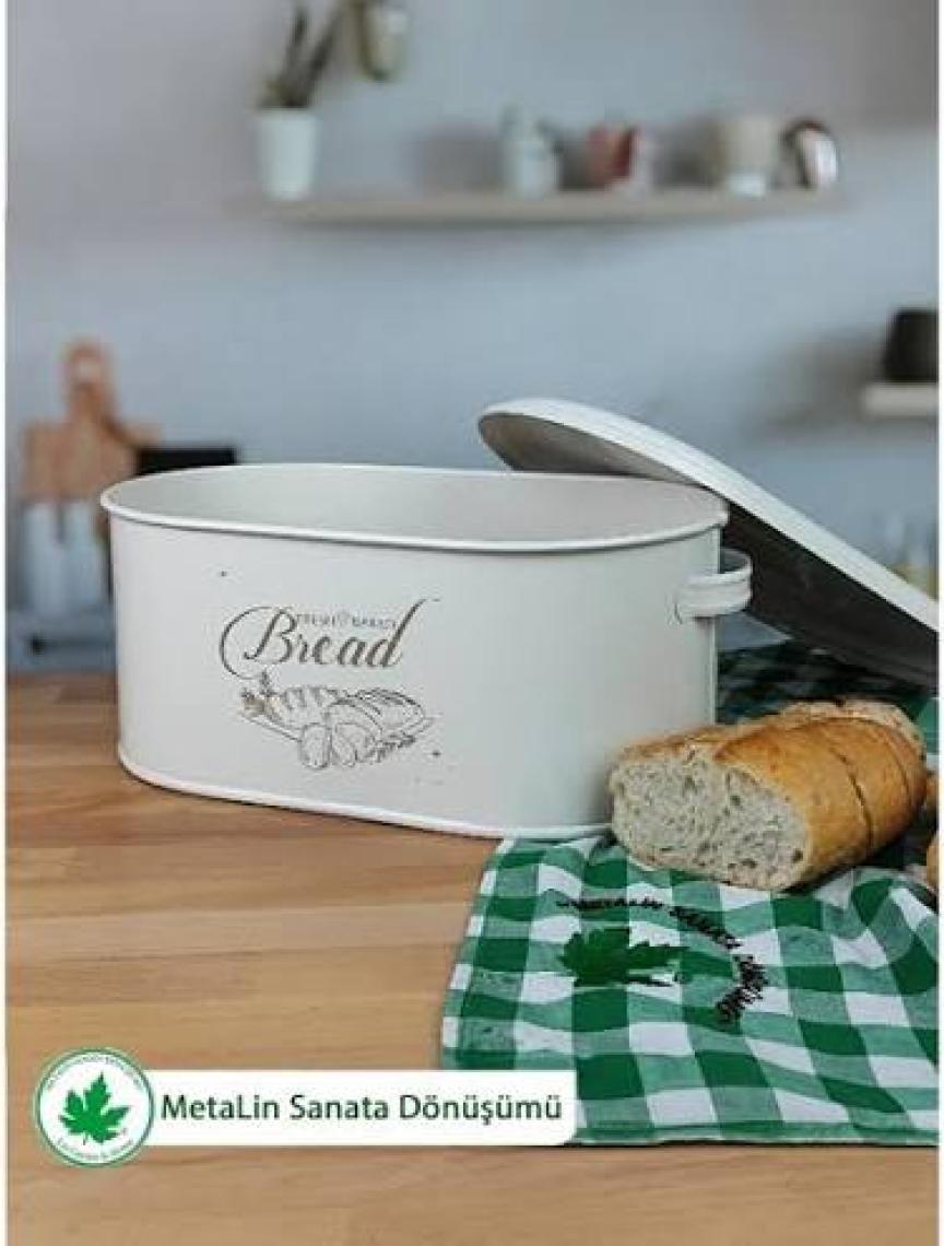 Lin Metal Metal Kapaklı Ekmeklik (Bread Baskılı)