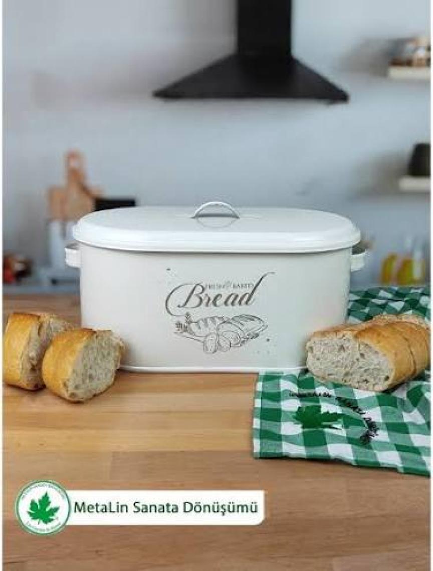 Lin Metal Metal Kapaklı Ekmeklik (Bread Baskılı)