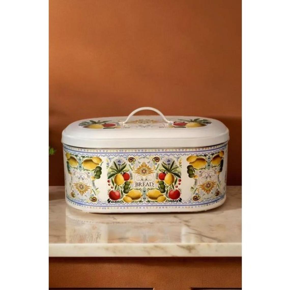 Arma House La Dolce Vita Sicilya Metal Orta Boy Oval Ekmeklik ve Ekmek Kutusu Beyaz No:12