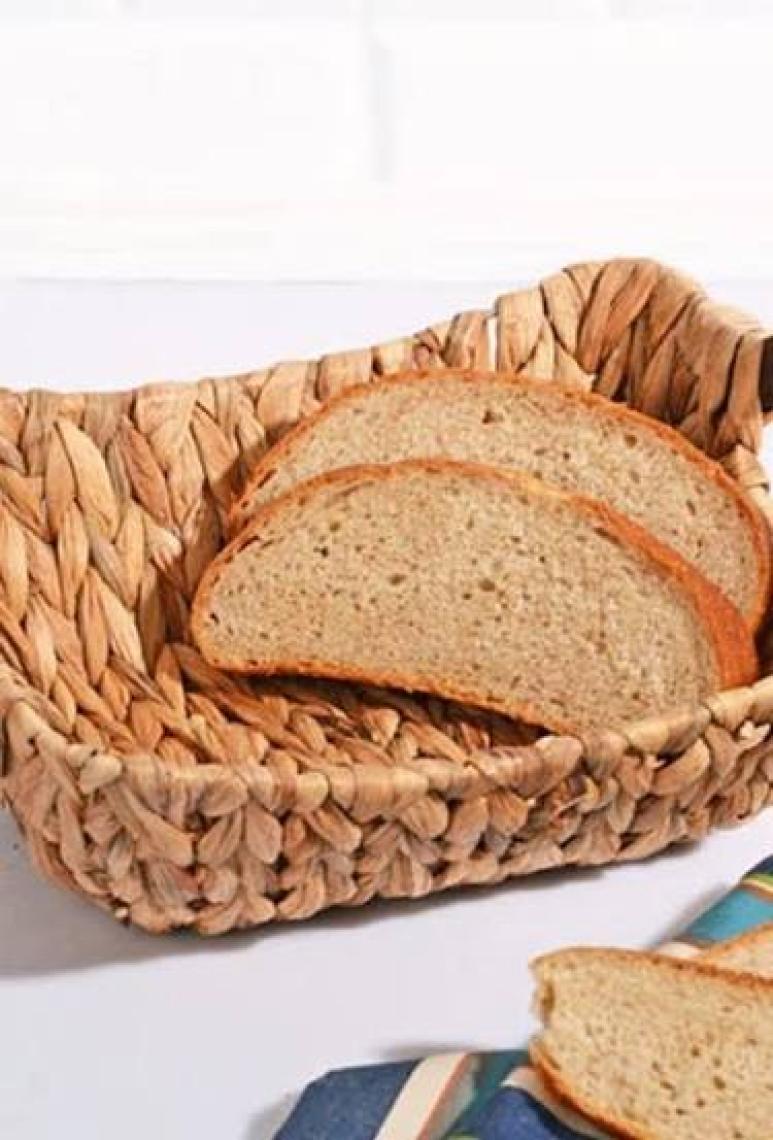 Lüx Ahşap Tutacaklı Hasır Ekmek Sepeti