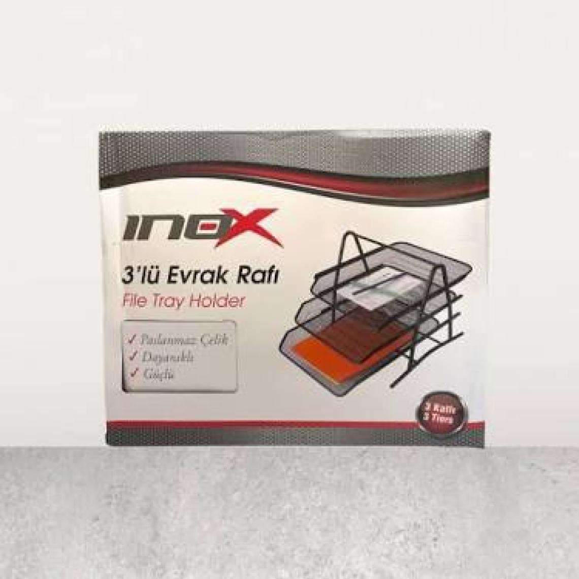 Inox 3'lü Metal Evrak Rafı