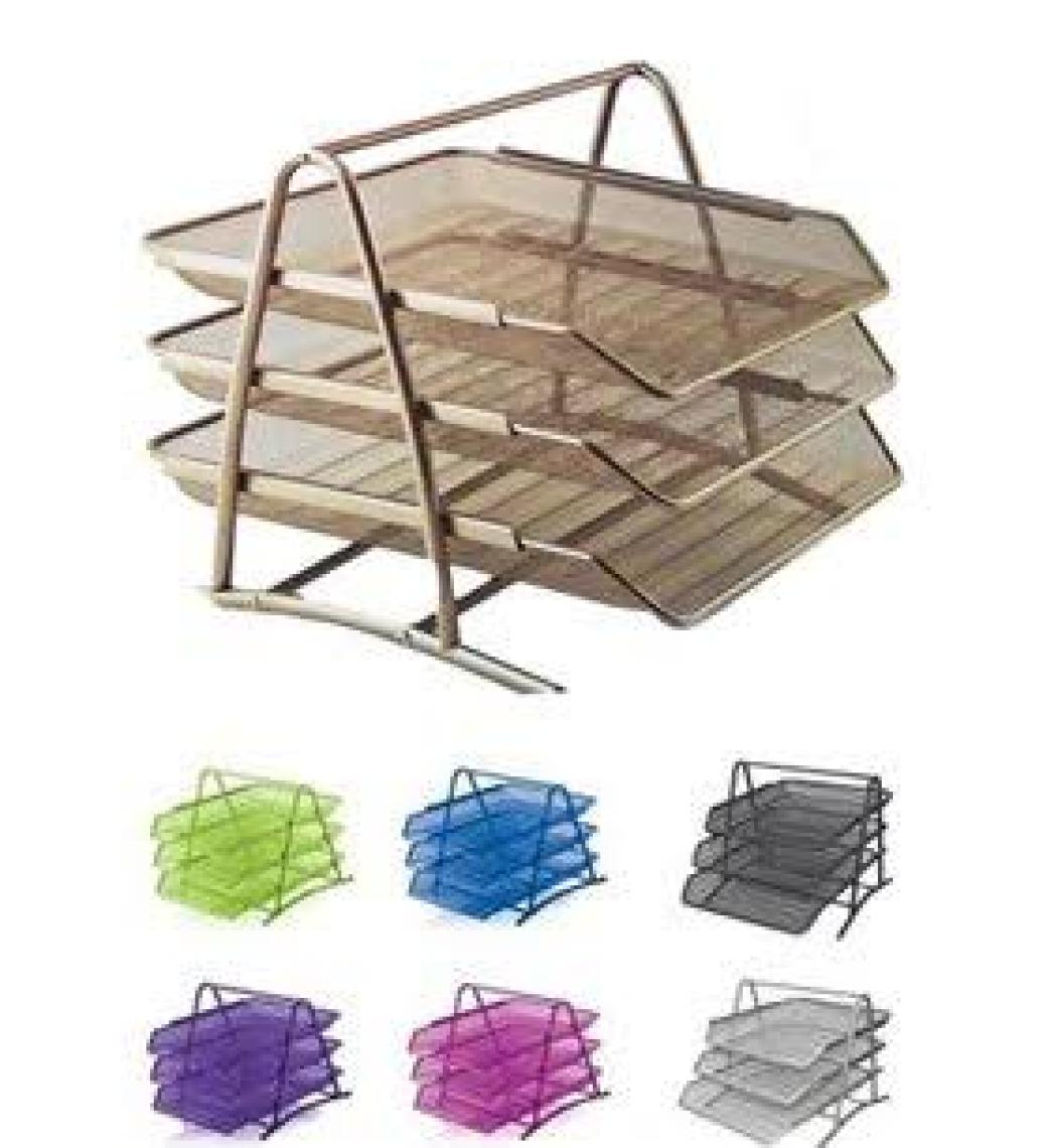 Inox 3'lü Metal Evrak Rafı