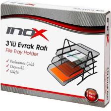 Inox 3'lü Metal Evrak Rafı