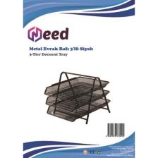 Need Siyah 3 Katlı Metal Tel Evrak Rafı ND-1005