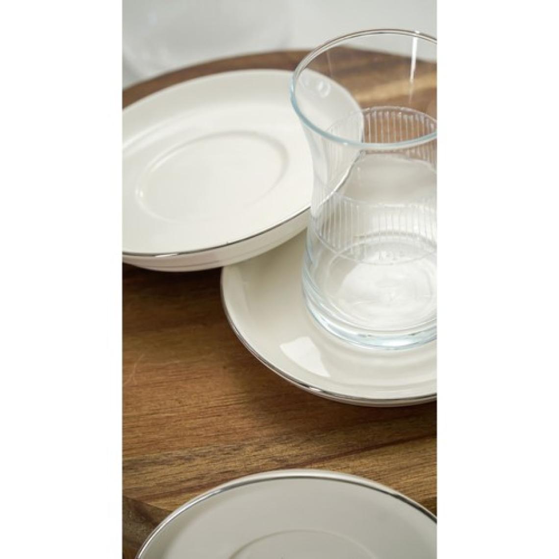 Heda Porselen Rüya Platin Yaldız Porselen Çay Tabağı 6'lı 12CM Kırık Beyaz