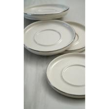 Heda Porselen Rüya Platin Yaldız Porselen Çay Tabağı 6'lı 12CM Kırık Beyaz