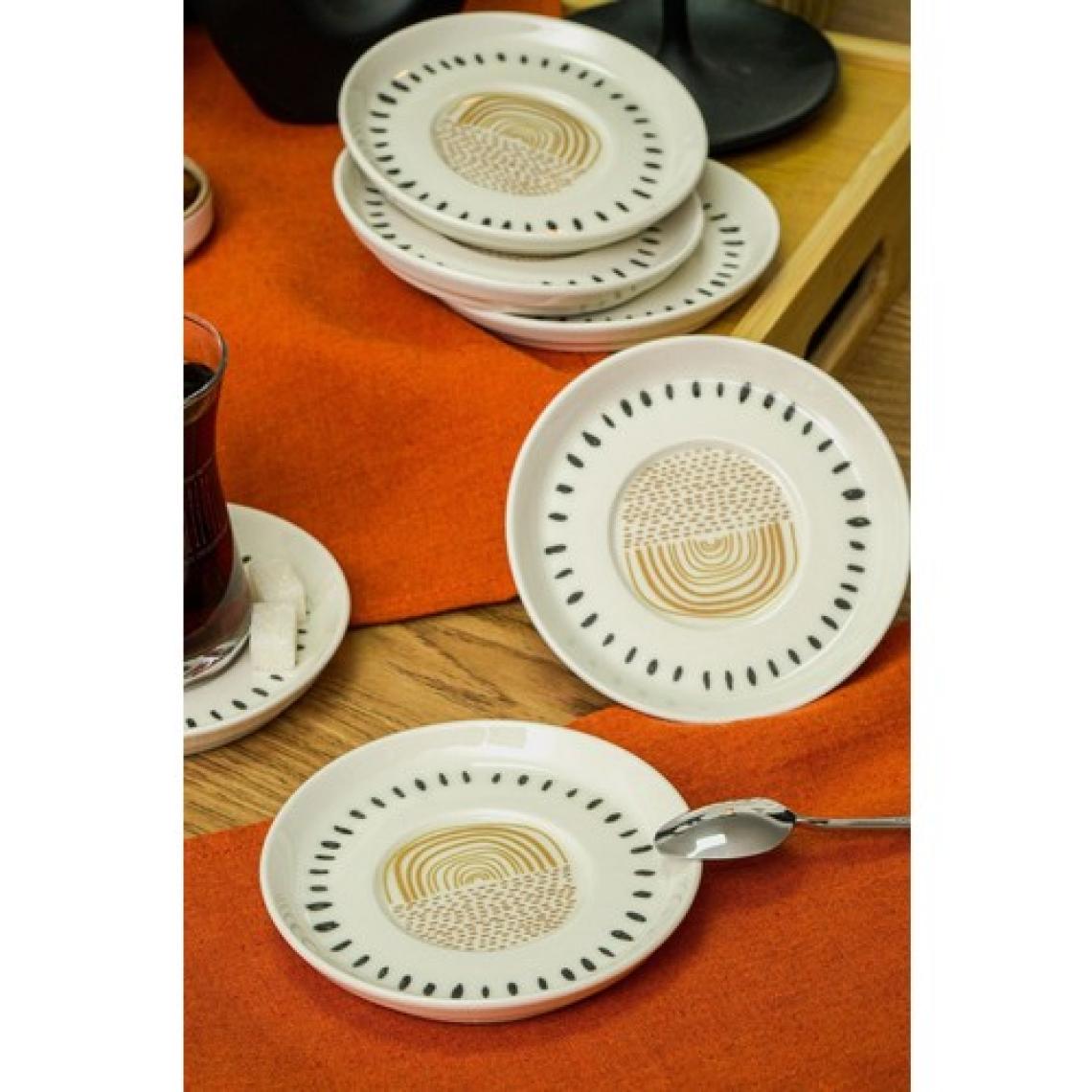 Heda Porselen Yakamoz 12 Cm 6'lı Porselen Çay Tabağı Kırık Beyaz