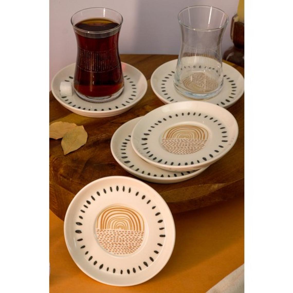 Heda Porselen Yakamoz 12 Cm 6'lı Porselen Çay Tabağı Kırık Beyaz