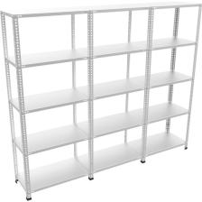GalvanizRaf 5 Katlı 3 lü Bitişik Galvaniz Çelik Raf Arşiv Depo Kiler Rafı 43x93x200