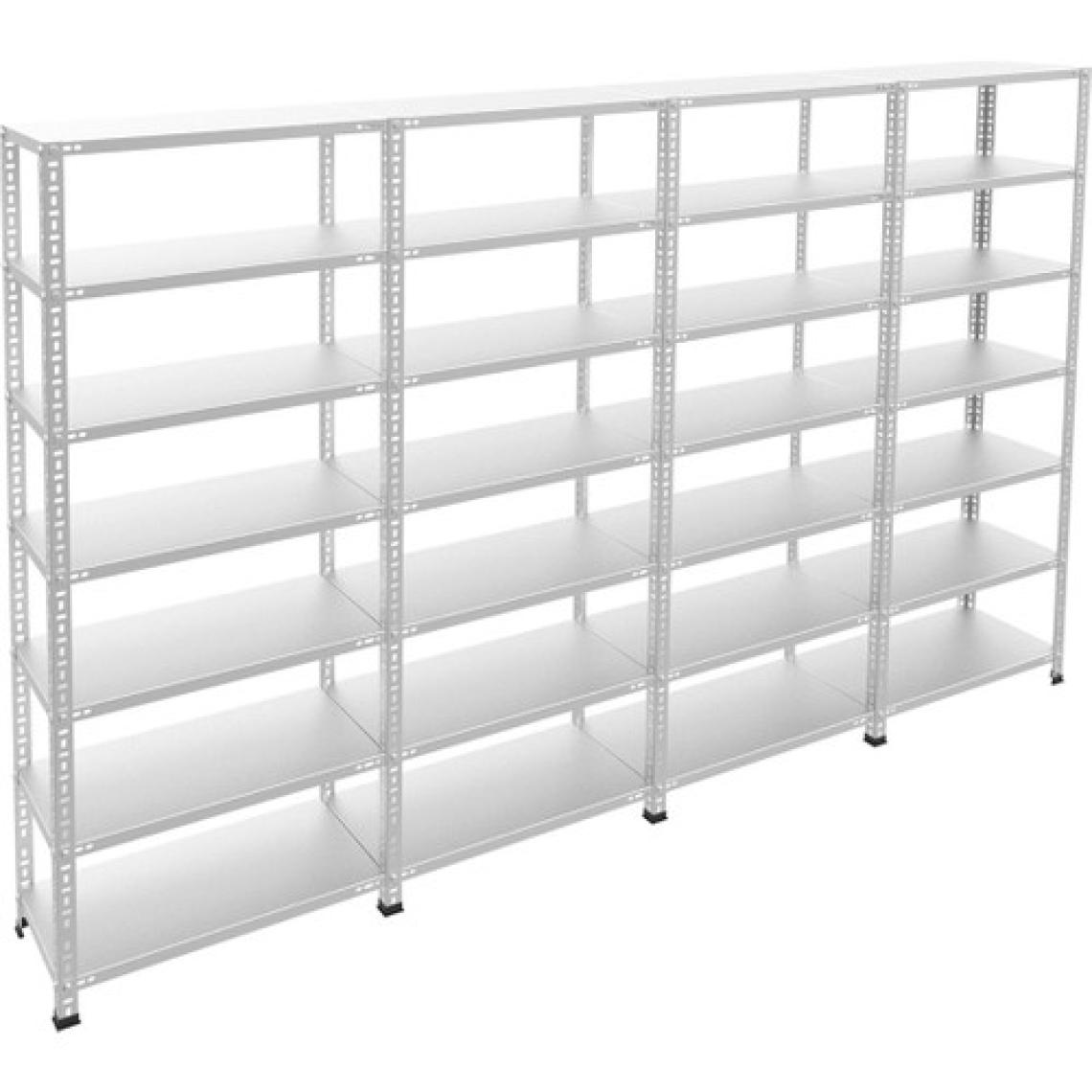 Rafburada 7 Katlı 4'lü Galvaniz Çelik Raf - Depo, Arşiv, Kiler, Dosya, Market Rafı - 43x60 cm-200 cm-0.70 mm