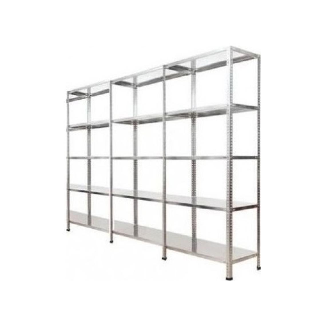 Galvanizraf 5 Katlı 3 Lü Bitişik Galvaniz Çelik Raf Arşiv Depo Kiler Rafı 31X93X200
