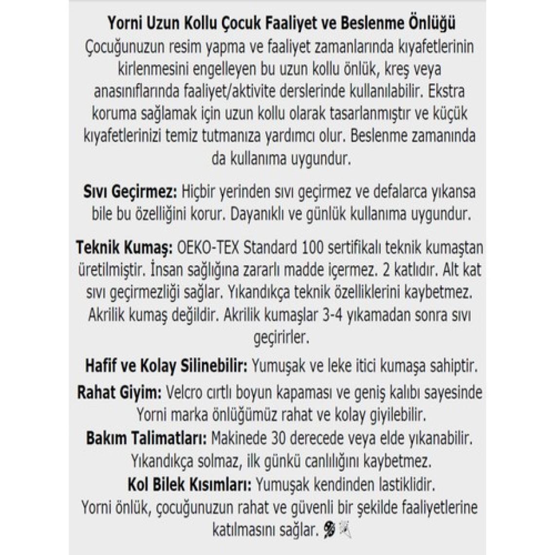 Yorni 4-6 Yaş Family Sıvı Geçirmez, Uzun Kollu Çocuk Faaliyet Aktivite Boyama Etkinlik Önlüğü, Önlük