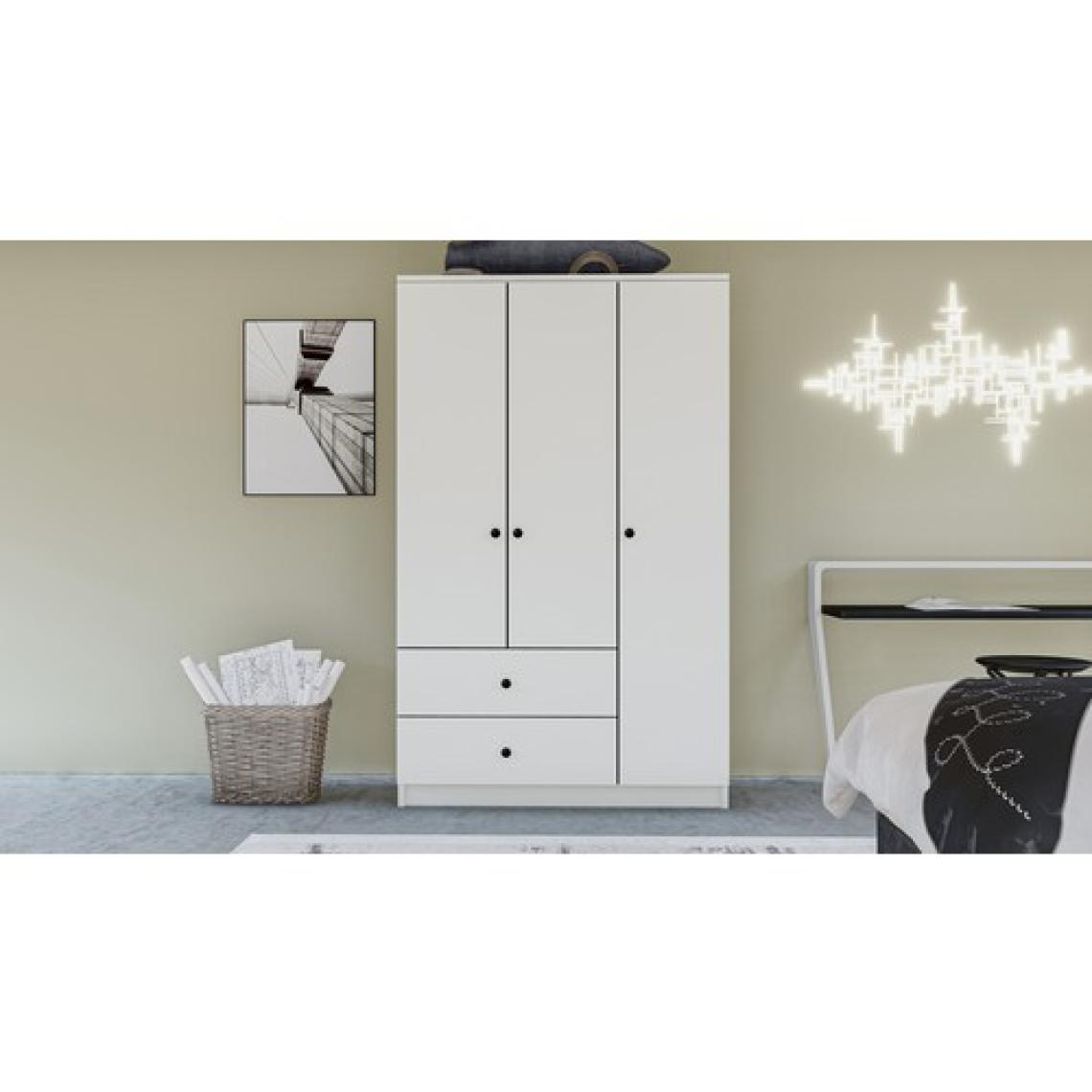 Metalia Gm 854 Home 3 Kapılı 2 Çekmeceli Düğme Kulplu Gardırop