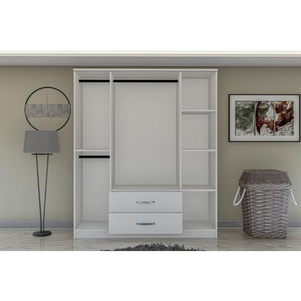 Metalia Smart Line 4 Kapaklı 2 Çekmeceli Gardırop - Beyaz
