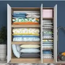 Rani BA105 Yüklük 3 Kapaklı 8 Raflı Yatak Yorgan Yastık Saklama Dolabı Beyaz