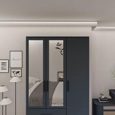 gm 852 Home 3 Kapı 2 Çekmeceli Antrasit Gri Aynalı Gardırop