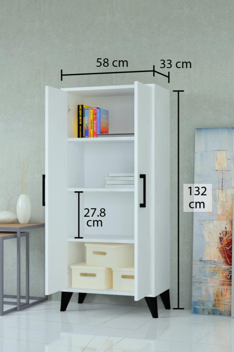 Mobilique Iki Kapaklı Dört Raflı 132 cm  Gardırop