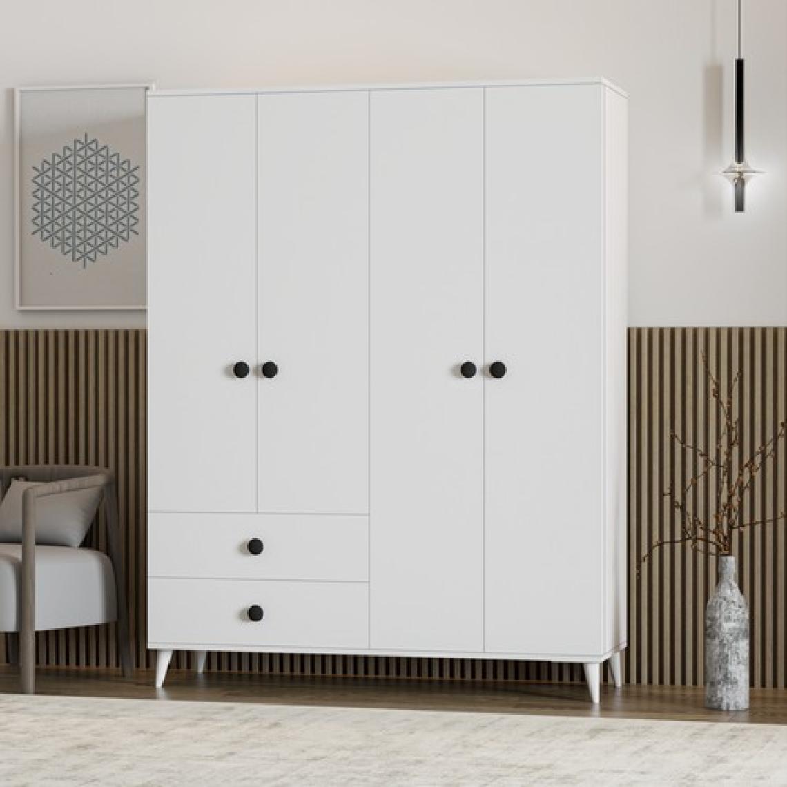 İmbaş Opal 4 Kapaklı 2 Çekmeceli Gardırop