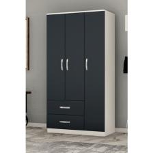 Metalia Gm 858 Modena 3 Kapılı 2 Çekmeceli Beyaz Antrasit Gri Gardrop