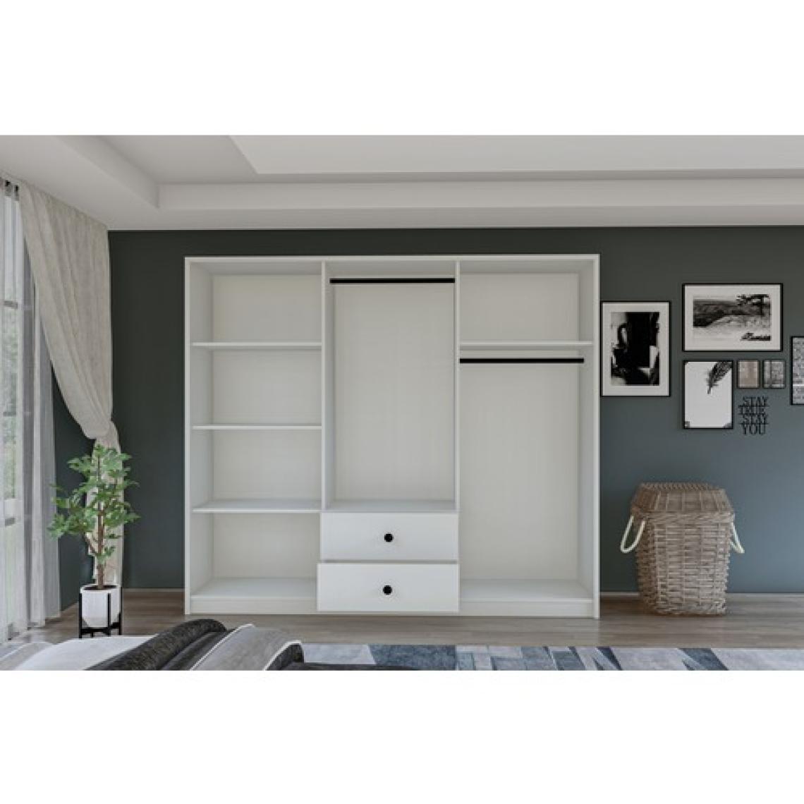 Metalia Gm 036 Lüx 6 Kapı 2 Çekmeceli Düğme Kulplu Aynalı Gardırop
