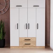 EVDEMO Tema 6 Kapak 2 Çekmeceli Gardırop Atlantik Çam Beyaz