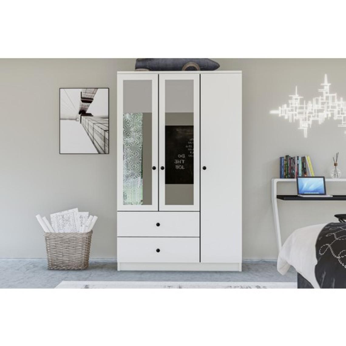 Metalia Gm 853 Home 3 Kapılı 2 Çekmeceli Düğme Kulplu Aynalı Gardırop