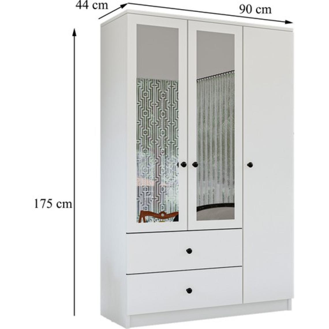 Metalia Gm 853 Home 3 Kapılı 2 Çekmeceli Düğme Kulplu Aynalı Gardırop
