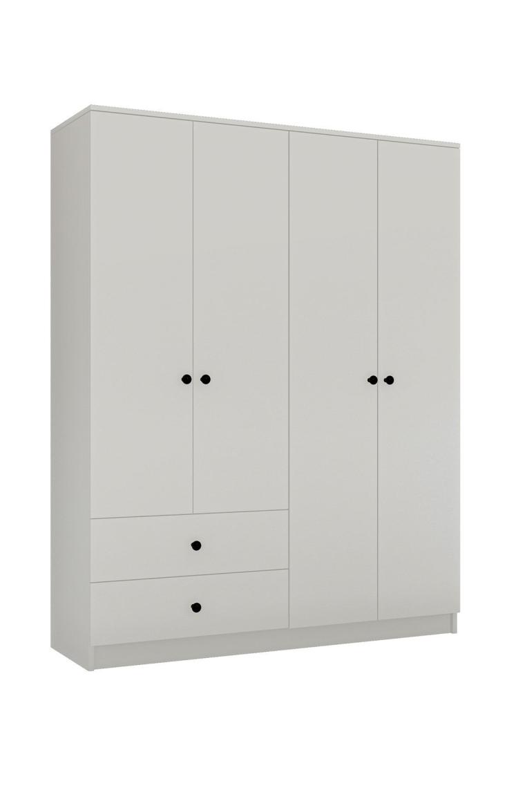 Metalia Gm 077 Novado Düğme Kulplu 4 Kapı 2 Çekmeceli Gardırop