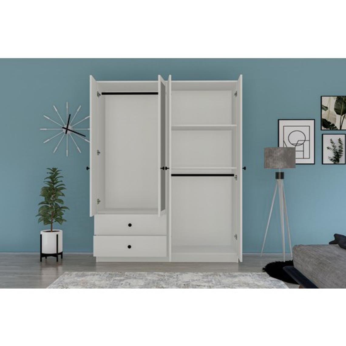 Metalia Gm 079 Novado Aynalı Düğme Kulplu 4 Kapı 2 Çekmeceli Gardırop