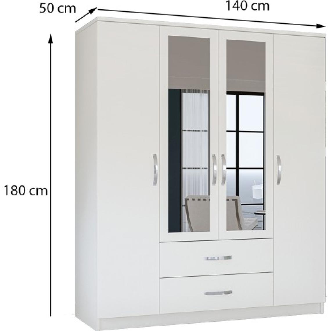 Metalia Gm 035 Esil 4 Kapılı 2 Çekmeceli Aynalı Gardrop