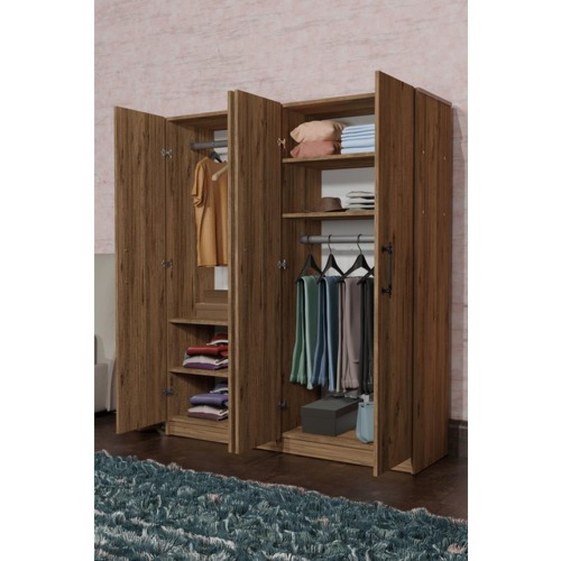Aeka AE-1054 Arena Atlantik Çam Gardırop 4 Kapaklı 2 Askılıklı, 6 Raflı Dolap