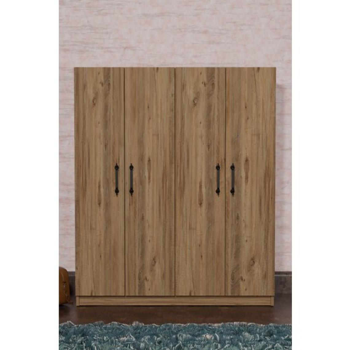 Aeka AE-1054 Arena Atlantik Çam Gardırop 4 Kapaklı 2 Askılıklı, 6 Raflı Dolap