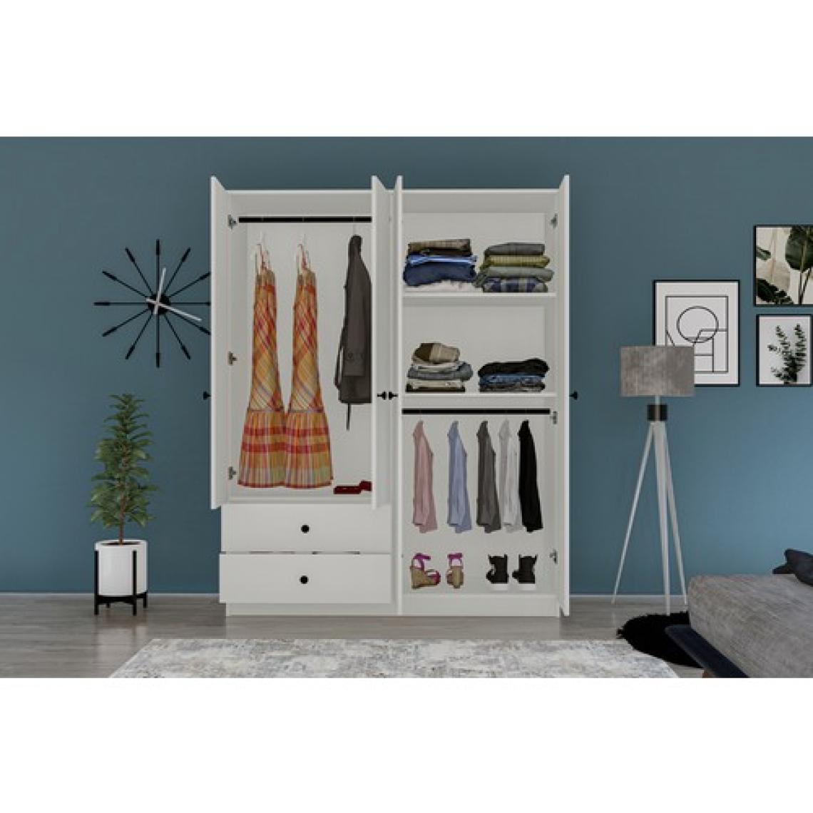 Metalia Gm 077 Novado Düğme Kulplu 4 Kapı 2 Çekmeceli Gardırop