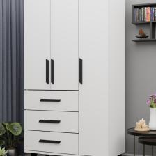 Metalia Gm 303-A Ece 3 Kapı 3 Çekmeceli Ayaklı Siyah Kulplu Gardırop