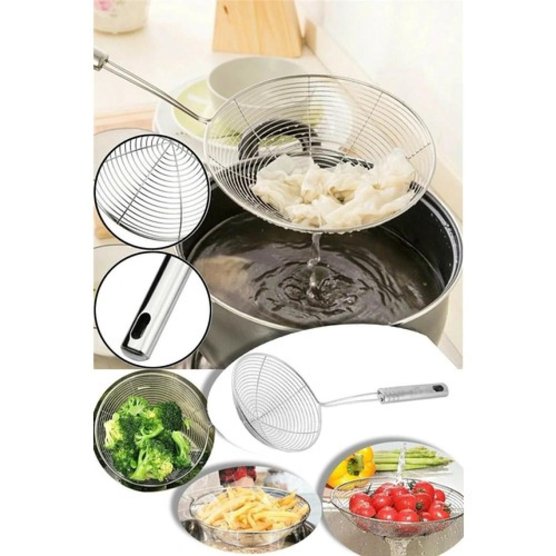Kitchen Damys Çelik Lüks Paslanmaz Kızartma Kevgiri, Yağ Süzgeci, Çelik Tel Kepçe