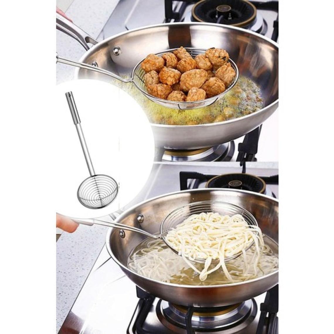 Trouvaille Metal Haşlama Kızartma Yağ Kevgiri Servis Kevgiri Paslanmaz Kepçe Saplı Spagetti Kevgiri
