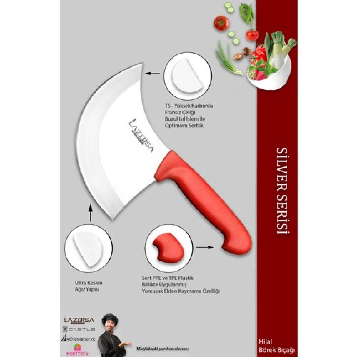 Lazbisa Silver Serisi Mutfak Bıçak Hilal Börek Bıçağı Pizza Pide Bıçağı Günlük Kullanım ( Mft-243 )