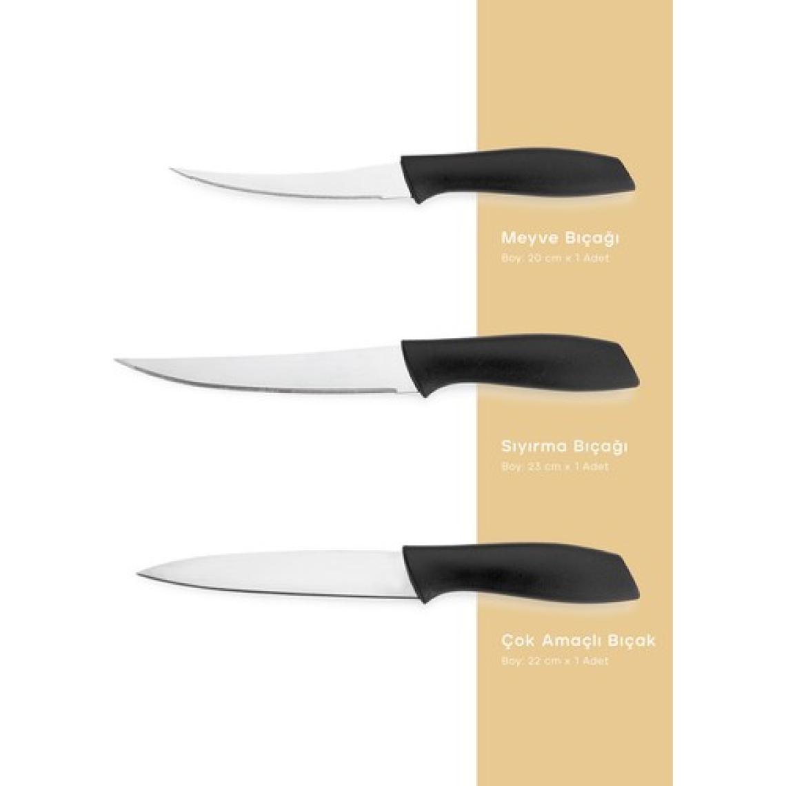 Schafer Quick Chef Bıçak Seti 3 Parça-Siyah