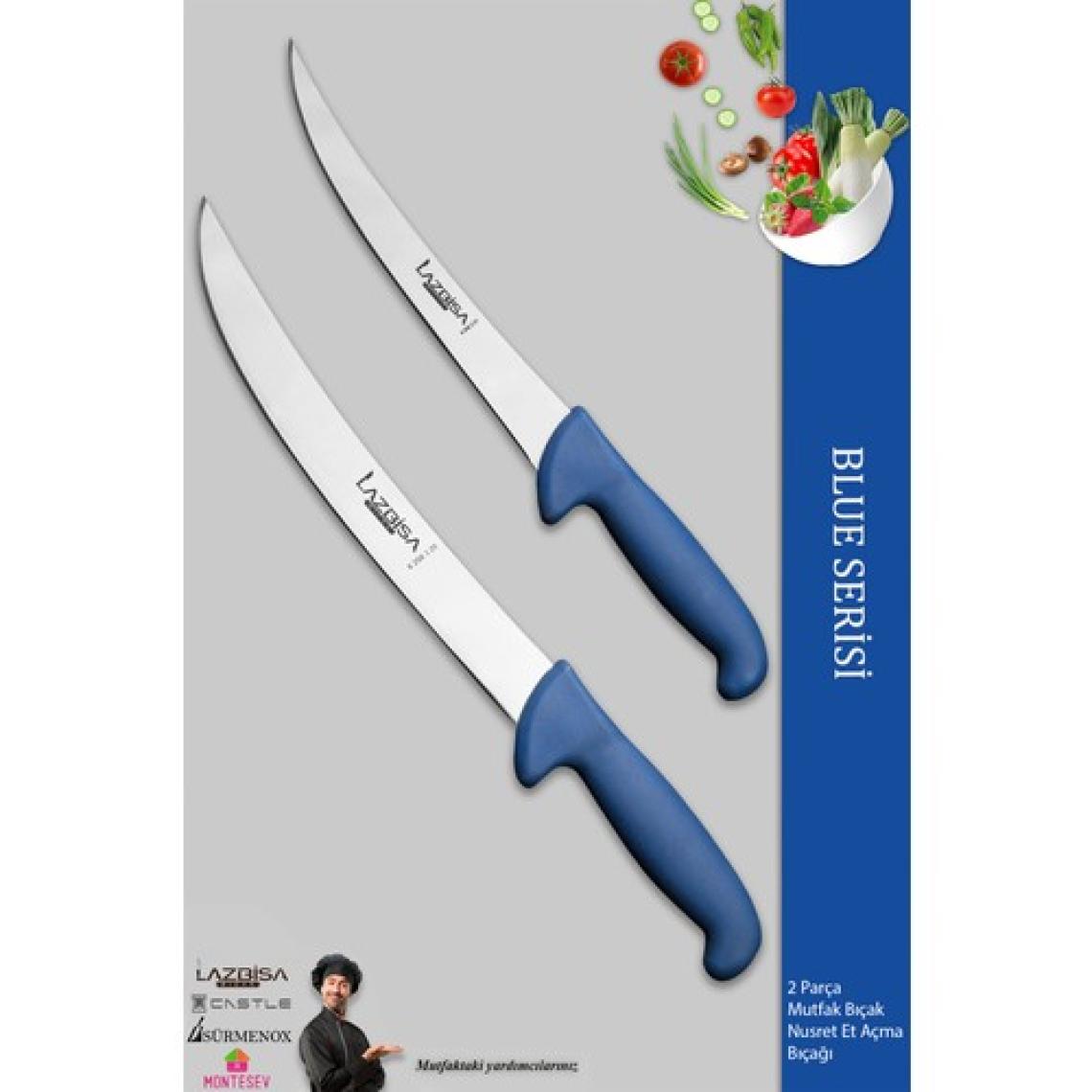Lazbisa Blue Serisi Mutfak Bıçak Seti Et Balık Tavuk Açma Bıçağı 2 Li Set ( Mft-896)