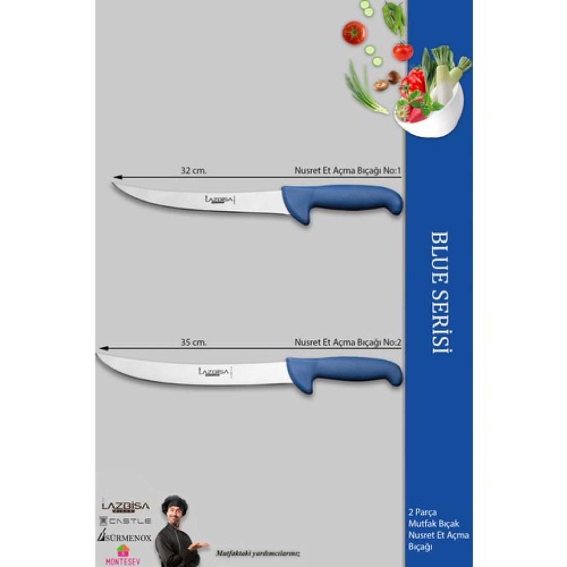 Lazbisa Blue Serisi Mutfak Bıçak Seti Et Balık Tavuk Açma Bıçağı 2 Li Set ( Mft-896)