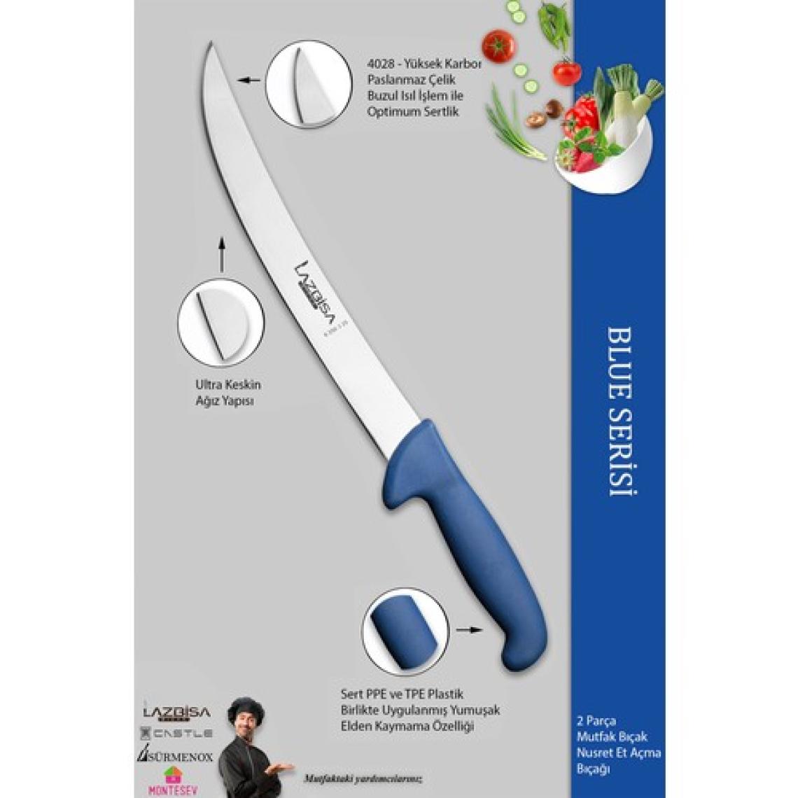 Lazbisa Blue Serisi Mutfak Bıçak Seti Et Balık Tavuk Açma Bıçağı 2 Li Set ( Mft-896)