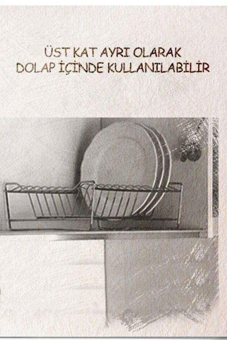 Tekno-tel 2 Katlı Modüler Tabaklık Bulaşıklık, Bulaşık Kurutma Sepeti Mat Siyah KB010