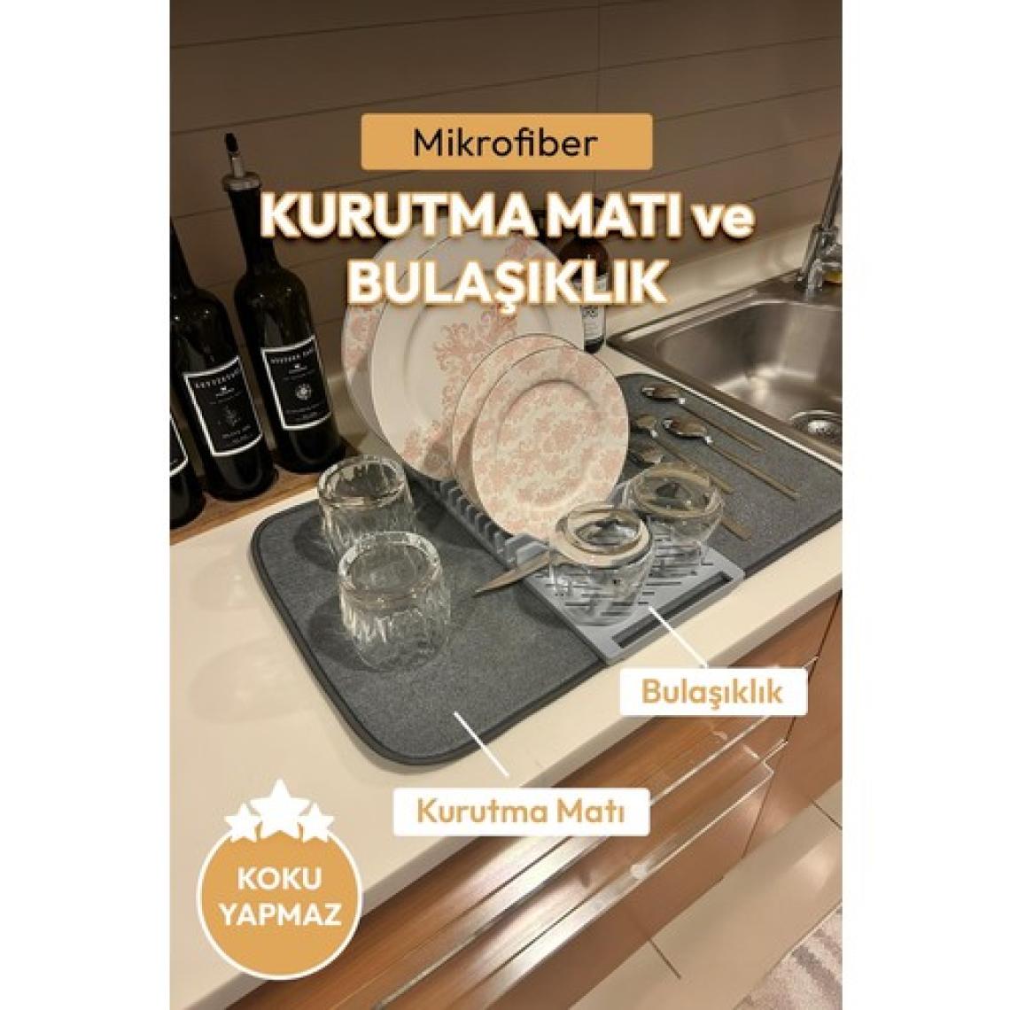 Mikrofiber Matlı, Ayrılabilir ve Katlanabilir Plastik Bulaşık Kurutma Sepeti 60x37 cm Turuncu – Pratik Sofra ve Mutfak Gereci