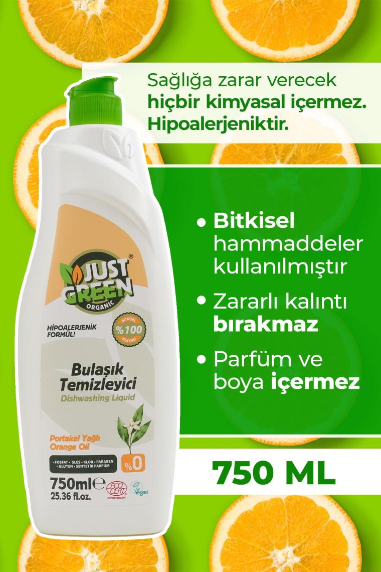 Bitkisel Elde Bulaşık Deterjanı Portakal Yağlı - %100 Doğal Ve Ferah Temizlik (750 ML) Yerli Üretim