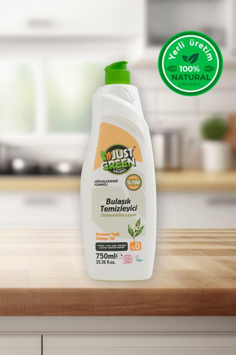 Bitkisel Elde Bulaşık Deterjanı Portakal Yağlı - %100 Doğal Ve Ferah Temizlik (750 ML) Yerli Üretim