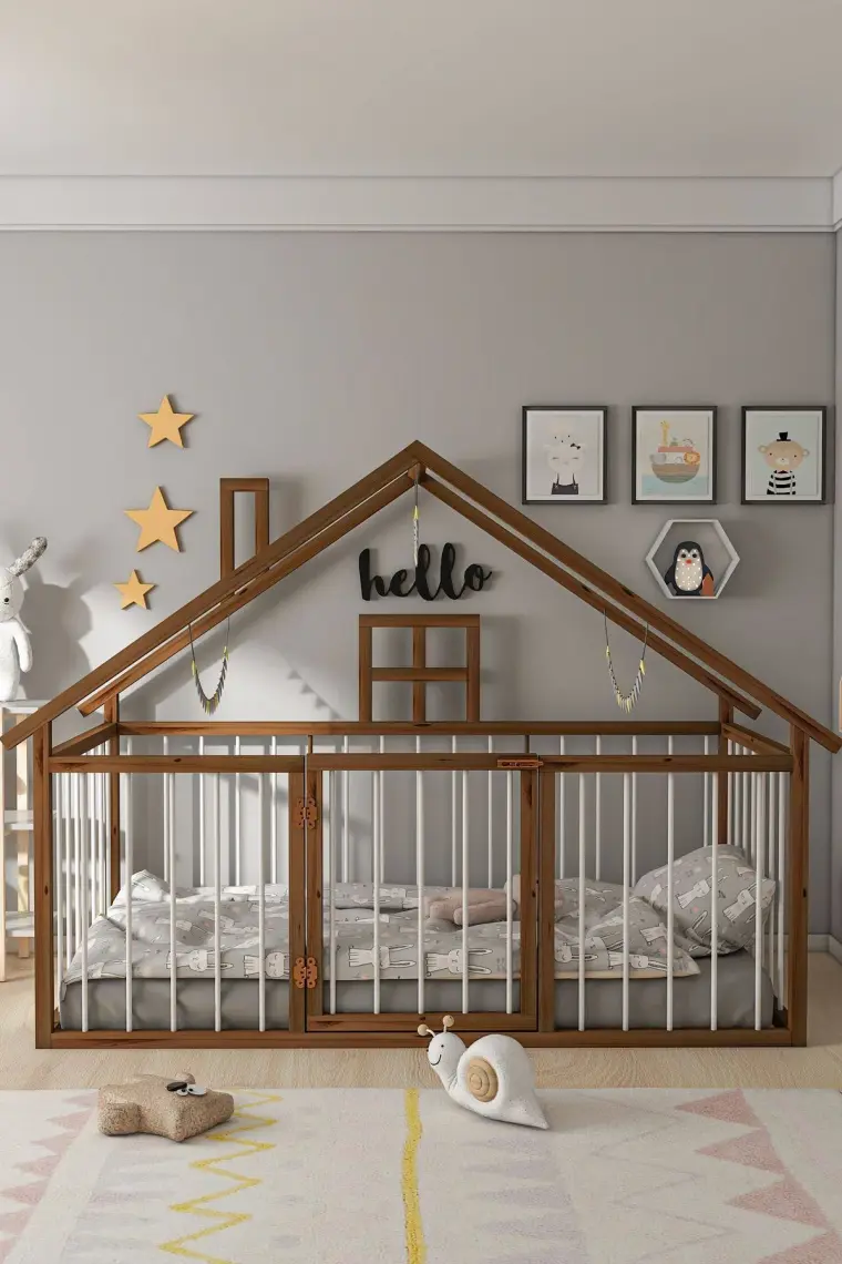 Givayo Wood's Frodo Ahşap Bebek Çocuk Montessori Yatak Kapılı