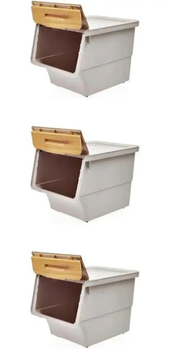 Geseus Motek Patateslik Soğanlık Sepeti Oyuncak Kutusu Tekerlekli Organızer Çok Amaçlı Kutu 3X12LT-BAMBU+KREM