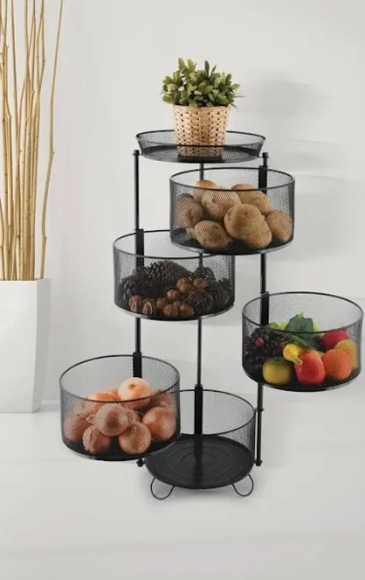Ang Design 5 Katlı Metal Sebze ve Meyvelik - Siyah