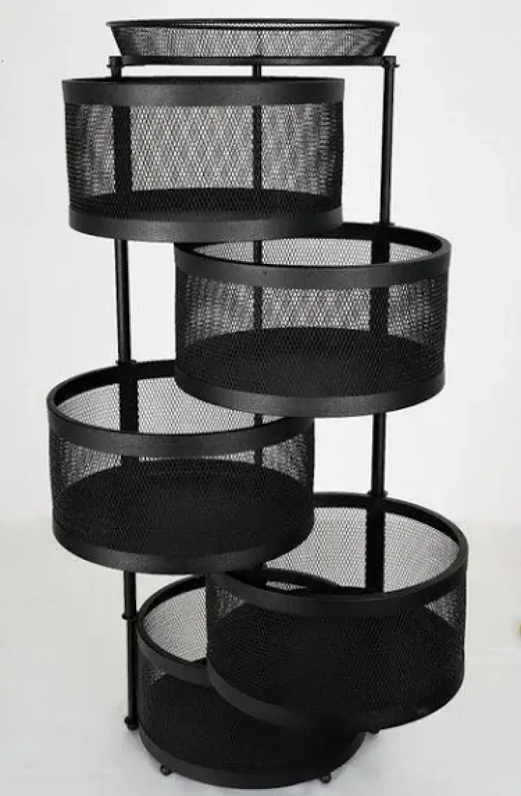 Ang Design 5 Katlı Metal Sebze ve Meyvelik - Siyah